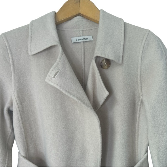 Gentle Herd Single Breasted  Long Wool Belted Cream Coat NWOT Size: X-Small - Picture 3 of 14